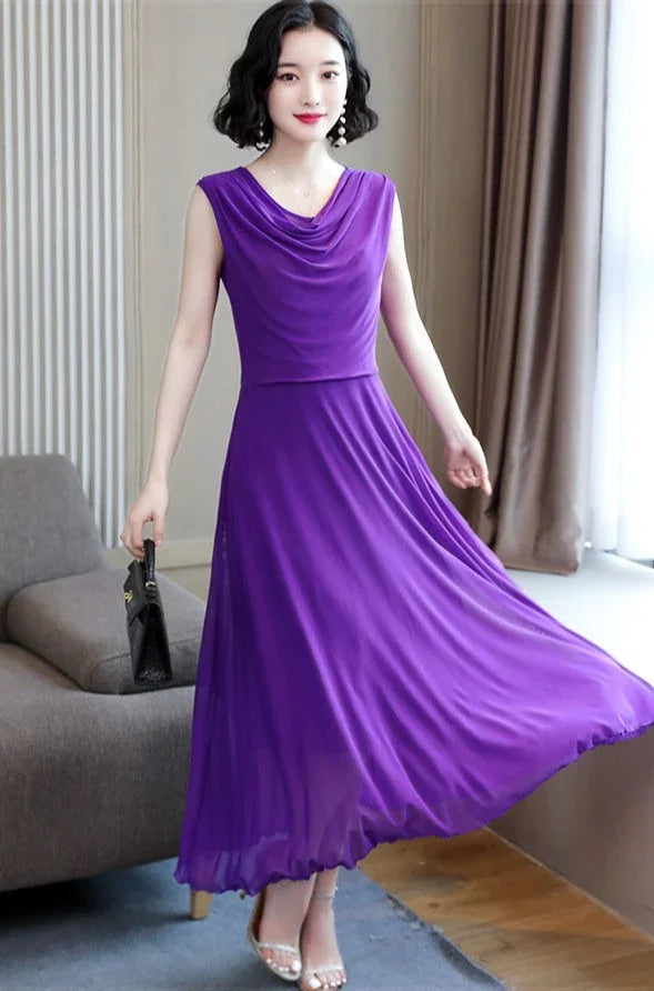 Sleeveless Mesh Maxi Dress – Elegant Summer 2025 Fashion for Women