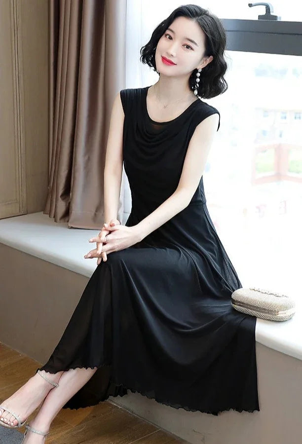 Sleeveless Mesh Maxi Dress – Elegant Summer 2025 Fashion for Women